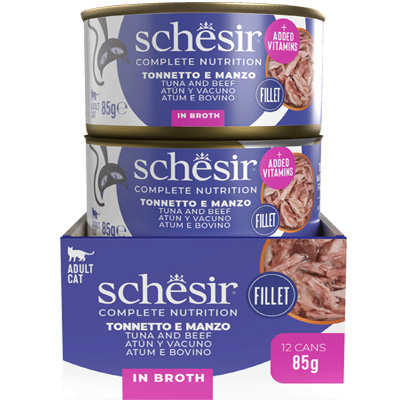 Schesir Cat Complements Tuniak a hovadzie vo vyvare 85g obsah